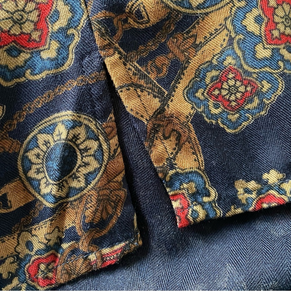 ❌SOLD❌Vintage 90s Pendleton Rayon ButtonDown Shirt Belt Buckle Straps Navy 6 - Picture 10 of 13